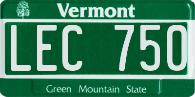 VT license plate LEC750