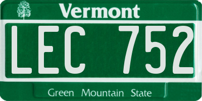 VT license plate LEC752