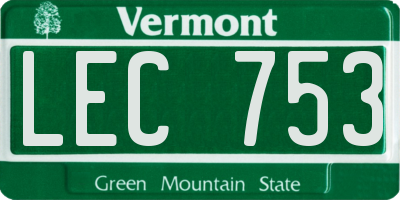 VT license plate LEC753