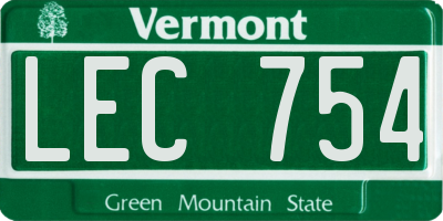 VT license plate LEC754