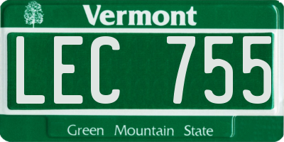 VT license plate LEC755