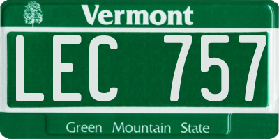 VT license plate LEC757