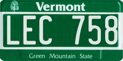 VT license plate LEC758