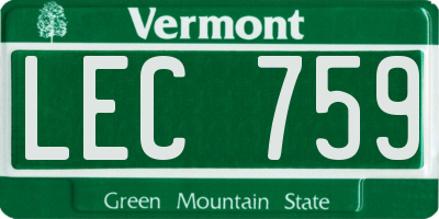 VT license plate LEC759