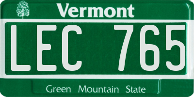VT license plate LEC765