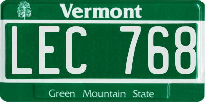 VT license plate LEC768