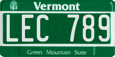 VT license plate LEC789