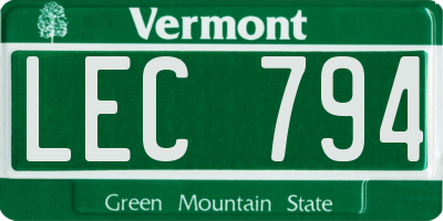 VT license plate LEC794