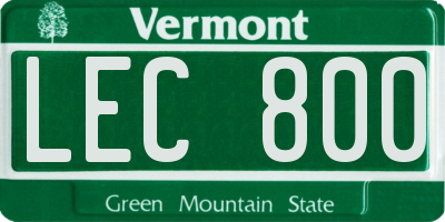 VT license plate LEC800