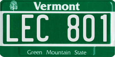 VT license plate LEC801