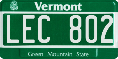 VT license plate LEC802