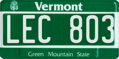 VT license plate LEC803