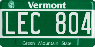 VT license plate LEC804