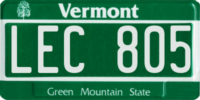 VT license plate LEC805