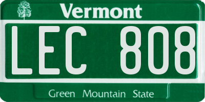 VT license plate LEC808