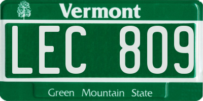 VT license plate LEC809