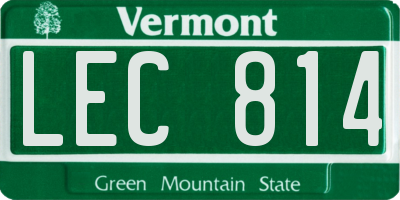 VT license plate LEC814