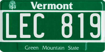 VT license plate LEC819