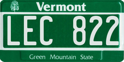 VT license plate LEC822