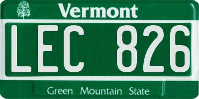 VT license plate LEC826