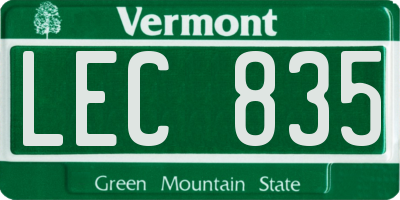 VT license plate LEC835