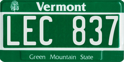 VT license plate LEC837