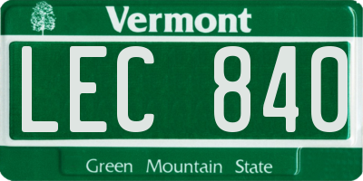VT license plate LEC840