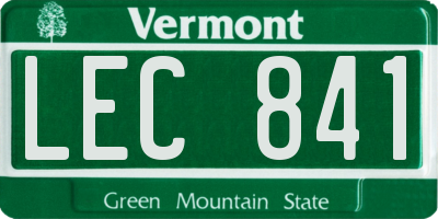 VT license plate LEC841