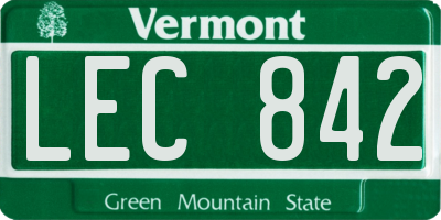 VT license plate LEC842