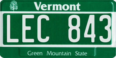 VT license plate LEC843