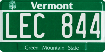 VT license plate LEC844