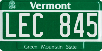 VT license plate LEC845