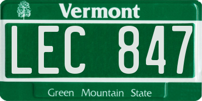 VT license plate LEC847