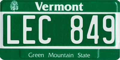 VT license plate LEC849