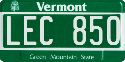 VT license plate LEC850