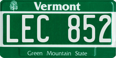 VT license plate LEC852