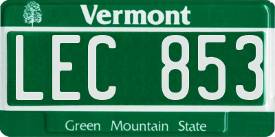 VT license plate LEC853