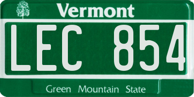 VT license plate LEC854