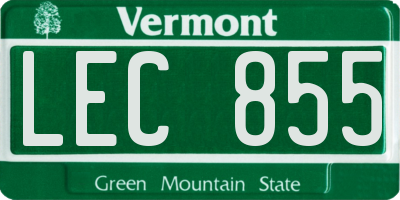 VT license plate LEC855