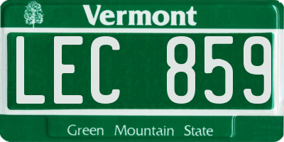 VT license plate LEC859