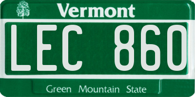 VT license plate LEC860