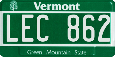 VT license plate LEC862