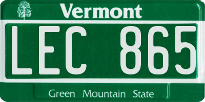 VT license plate LEC865