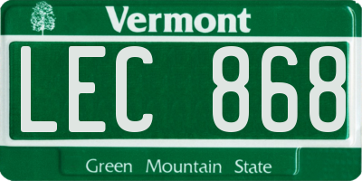 VT license plate LEC868