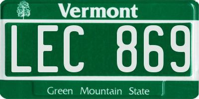 VT license plate LEC869