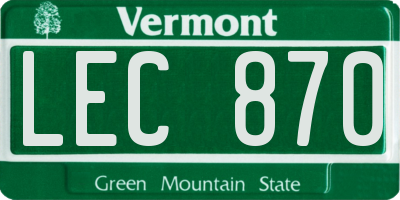 VT license plate LEC870