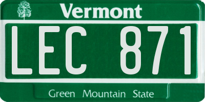 VT license plate LEC871