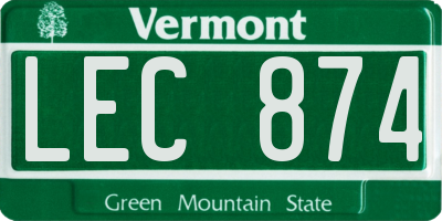 VT license plate LEC874