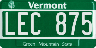 VT license plate LEC875