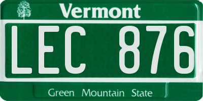 VT license plate LEC876